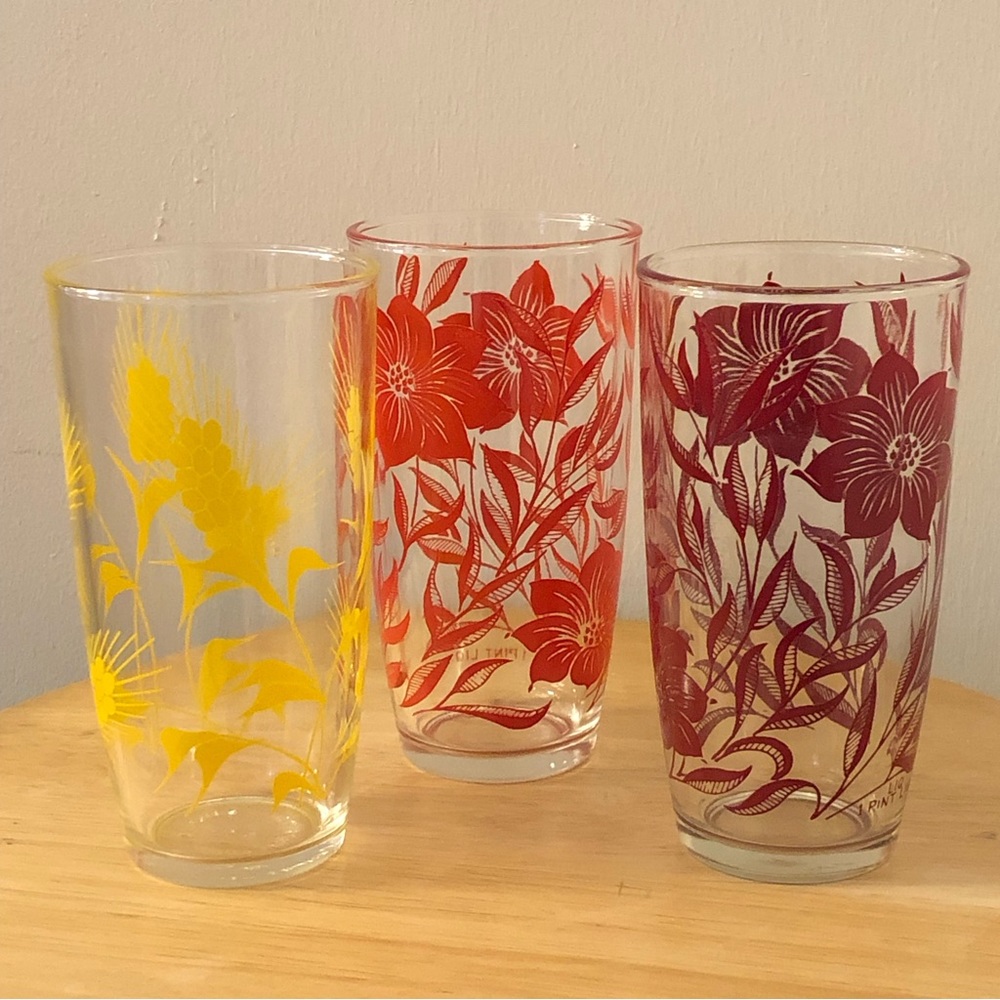 Vintage Hazel Atlas MCM Drinking Glasses Set of 3 #298 #231